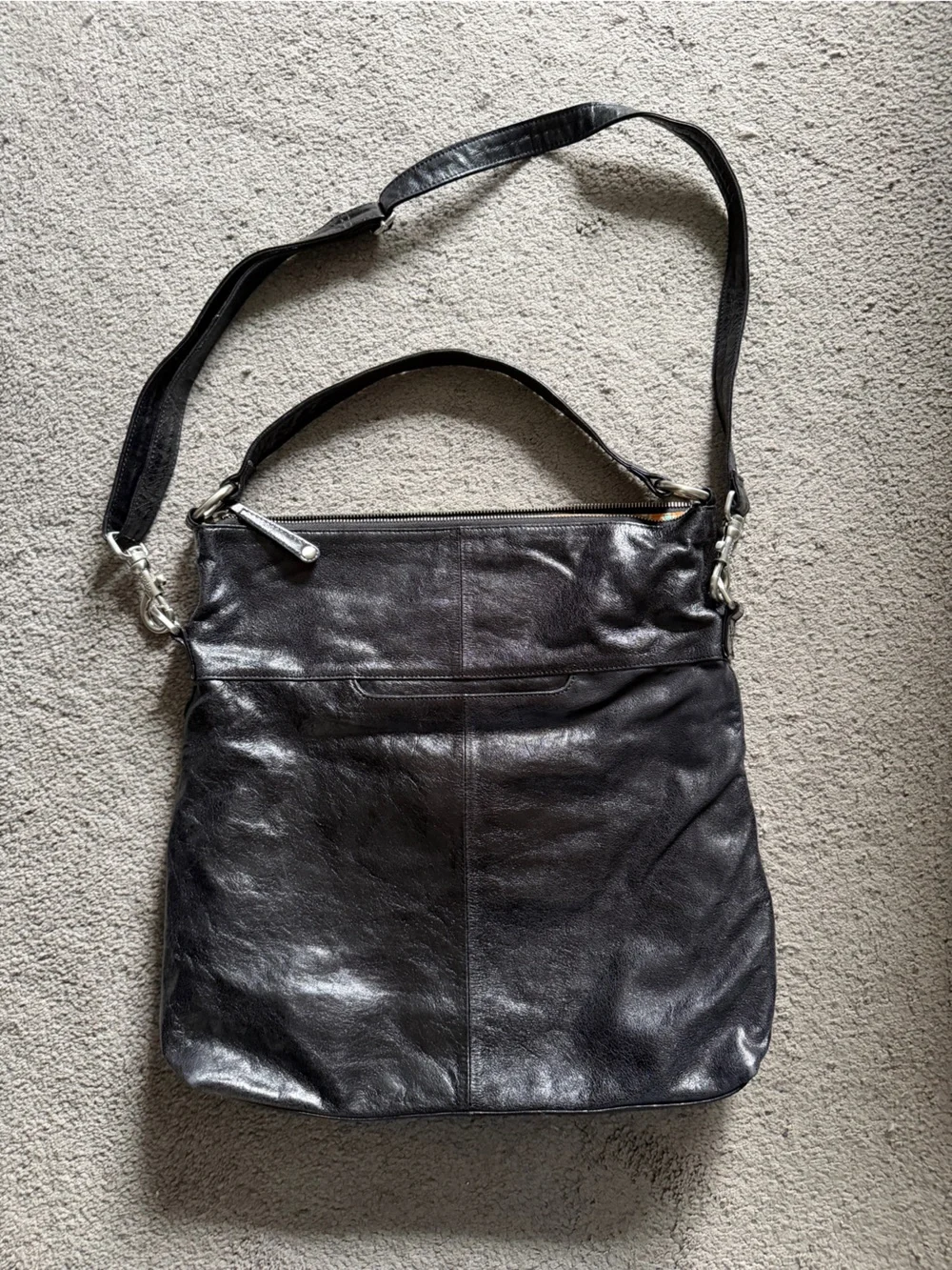 HOBO Black Leather Crossbody Bag with Silver Hardware - Picture 6 of 10